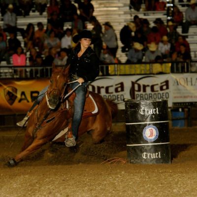 Barrel racing in Rock Springs, WY on my horse Flash!